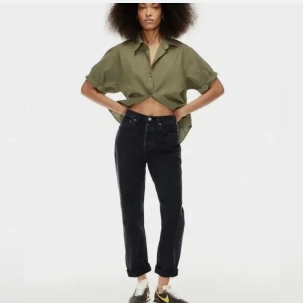 Denim Forum Boyfriend High Rise loose Black Straight Leg Jeans